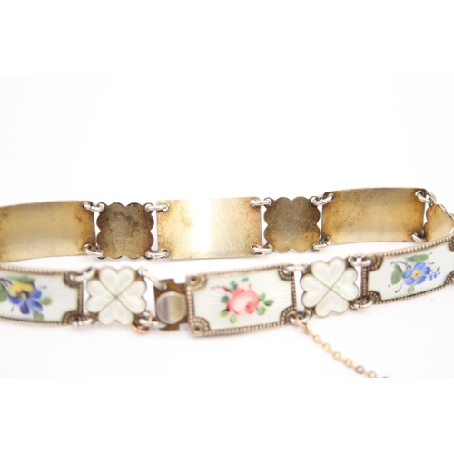 313 - Silver enamel panel bracelet by Ivar T Holth (16g)