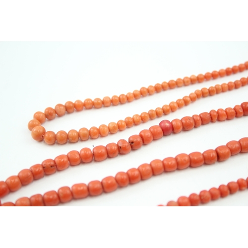 314 - Three antique Coral necklaces (52g)