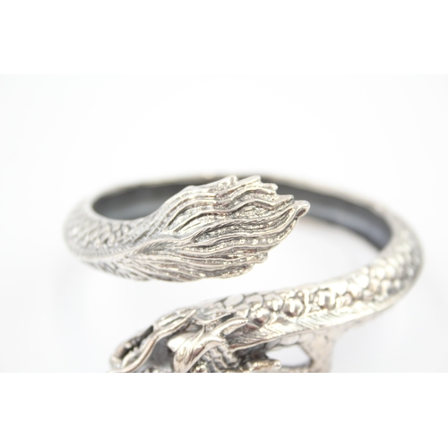 316 - Silver dragon wrap bangle (51g)