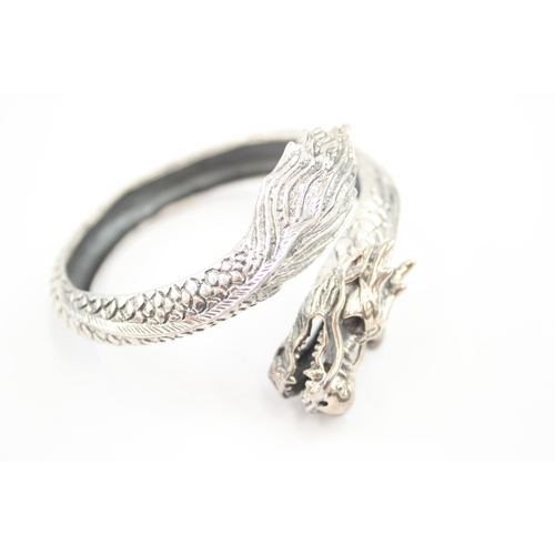 316 - Silver dragon wrap bangle (51g)