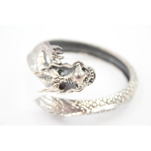 316 - Silver dragon wrap bangle (51g)