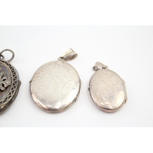 326 - Five silver locket pendants including marcasite (50g)