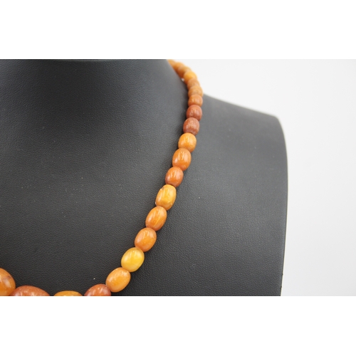 328 - Antique Amber graduated necklace with screw clasp (15g)