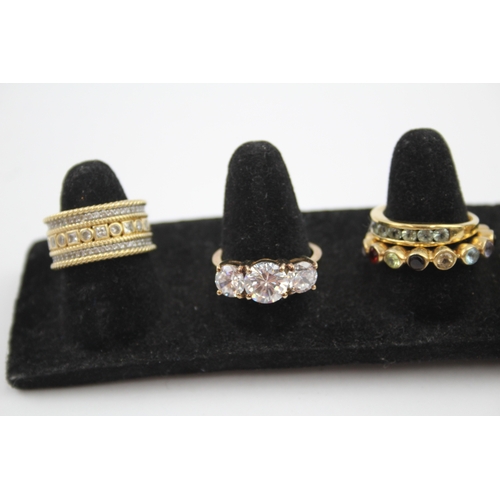 337 - A collection of gold plated silver rings including gemstone (47g)