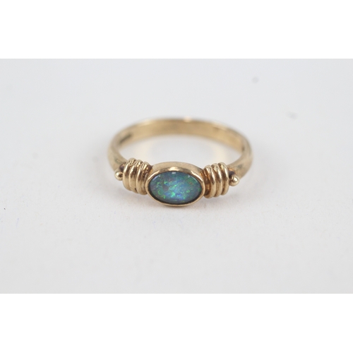 34 - 9ct gold opal triplet single stone ring (2.6g) Size  O