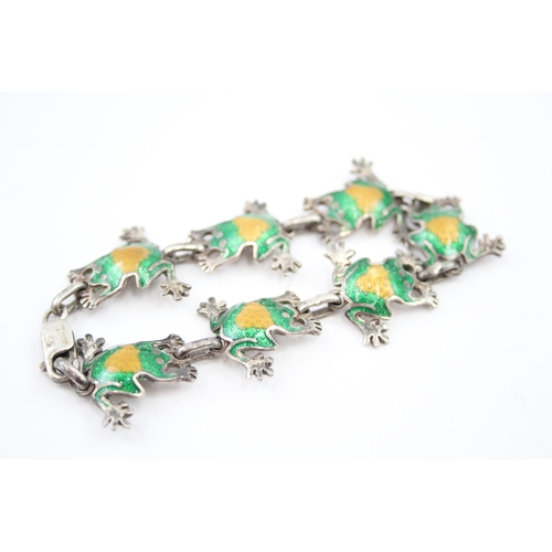 341 - Silver Mexico enamel frog bracelet (20g)