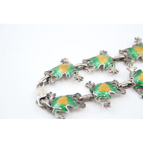 341 - Silver Mexico enamel frog bracelet (20g)