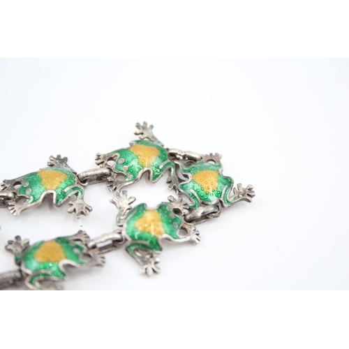 341 - Silver Mexico enamel frog bracelet (20g)