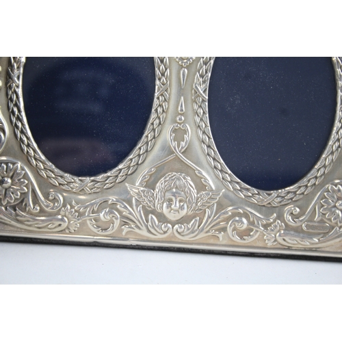 384 - 3 x Antique / Vintage .925 Sterling Silver Photograph Frames Inc Cherubs 866g