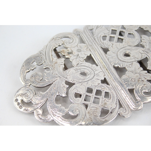 390 - 2 x Antique Victorian Hallmarked .925 Sterling Silver Ladies Belt Buckles (111g)