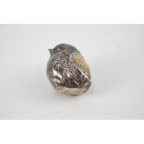 410 - Antique Edwardian 1910 Chester Sterling Silver Novelty Bird Pin Cushion (11g)