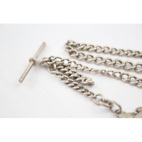 412 - Antique Hallmarked .925 Sterling Silver Fob Watch Chain Albert w/ Fob (49g)