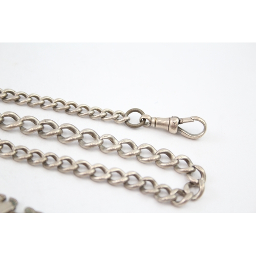 412 - Antique Hallmarked .925 Sterling Silver Fob Watch Chain Albert w/ Fob (49g)