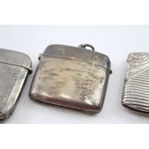 413 - 3 x Antique / Vintage .925 Sterling Silver Vesta / Match Cases Inc Victorian 74g