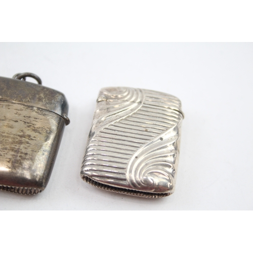 413 - 3 x Antique / Vintage .925 Sterling Silver Vesta / Match Cases Inc Victorian 74g