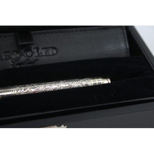 417 - YARD O LED .925 Sterling Silver Fountain Pen w/ 18ct White Gold Nib WRITING 26g