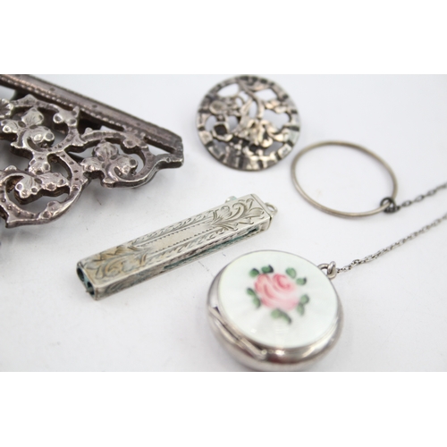 421 - 5 x Antique / Vintage .925 Sterling Silver Ladies Vanity & Haberdashery (74g)