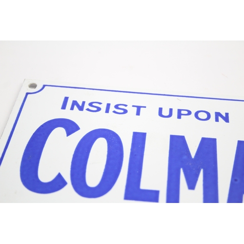 434 - Vintage COLMAN'S Starch Blue & White Enamel Advertising Sign