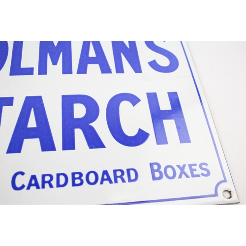 434 - Vintage COLMAN'S Starch Blue & White Enamel Advertising Sign