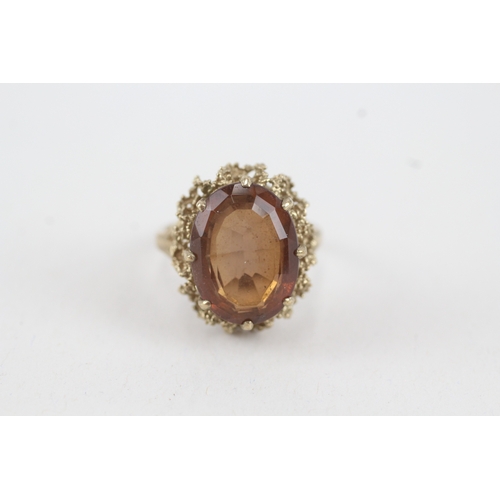 45 - 9ct gold oval citrine single stone ring (5.8g) Size  O 1/2