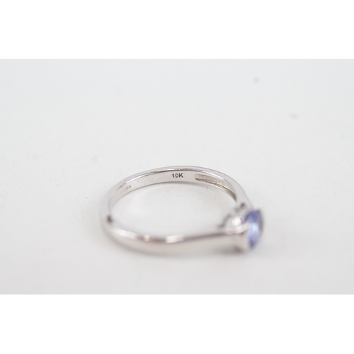 52 - 10ct white gold round tanzanite single stone ring (2g) Size  L  1/2