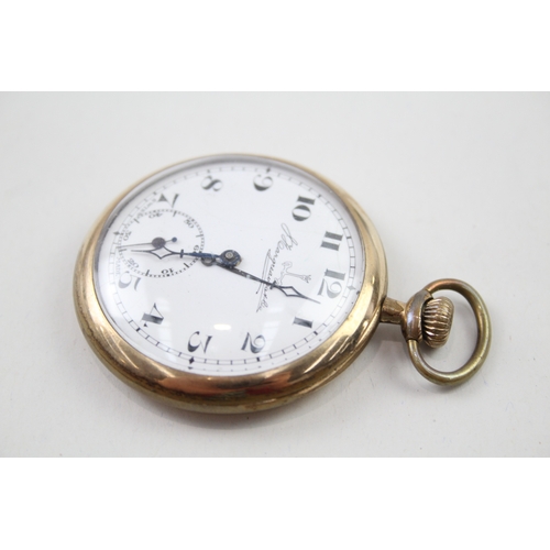 520 - Men's Thos Russell & Sons Open Face Rolled Gold Pocket Watch Hand-Wind Working