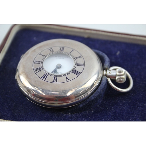 522 - Vintage J. W. Benson 925 Silver Pocket Watch Hand-Wind Working w/ Original Box