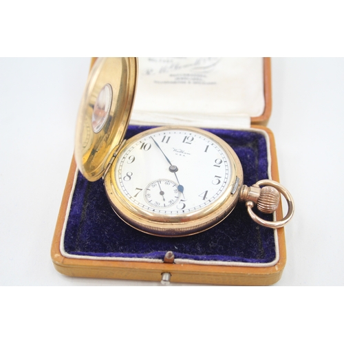 532 - Men's Waltham Half Hunter Rolled Gold Pocket Watch Hand-Wind Working