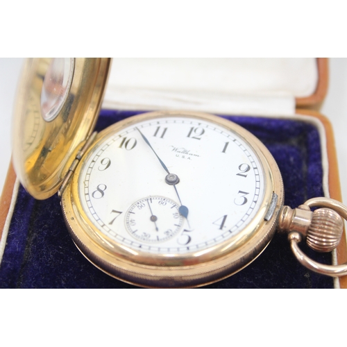 532 - Men's Waltham Half Hunter Rolled Gold Pocket Watch Hand-Wind Working