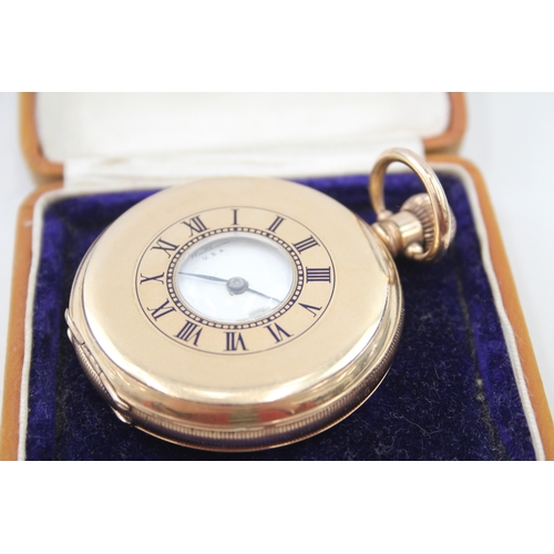 532 - Men's Waltham Half Hunter Rolled Gold Pocket Watch Hand-Wind Working