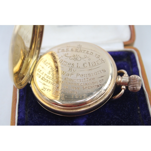 532 - Men's Waltham Half Hunter Rolled Gold Pocket Watch Hand-Wind Working