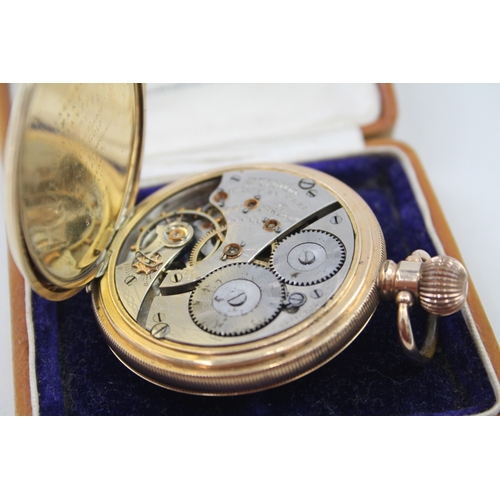 532 - Men's Waltham Half Hunter Rolled Gold Pocket Watch Hand-Wind Working