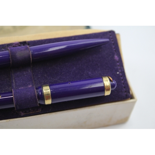 542 - Vintage Conway Stewart Dinkie 526C Purple Fountain Pen w/ 14ct Gold Nib WRITING