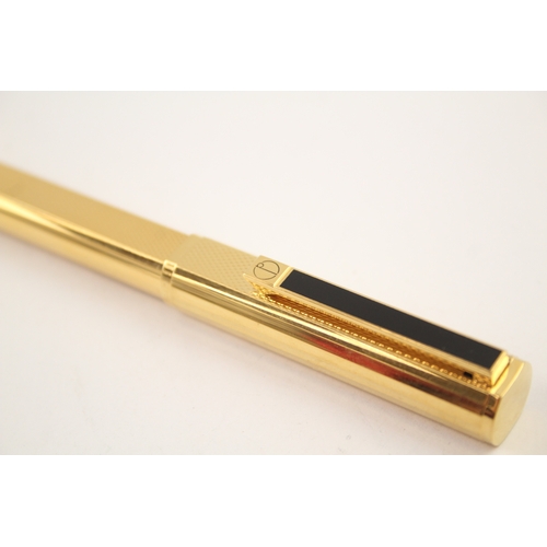 545 - Vintage DUNHILL Gold Plated Cased Fountain Pen w/ 18ct Gold Nib WRITING Boxed