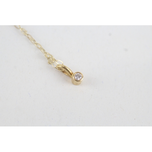 65 - 18ct gold diamond single stone pendant necklace with 9ct gold chain (1g)