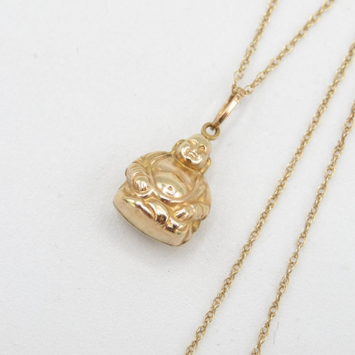 100 - 9ct gold buddha pendant necklace (1.5g)