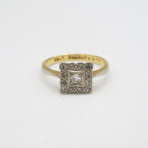 105 - 18ct gold & platinum vintage diamond ring (2.5g) Size  K 1/2