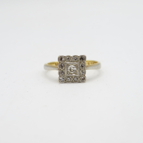 105 - 18ct gold & platinum vintage diamond ring (2.5g) Size  K 1/2