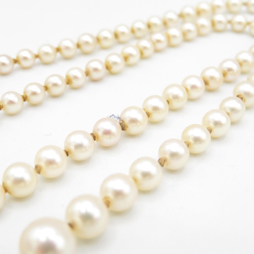 157 - 9ct gold vintage graduated pearl necklace (13.8g)