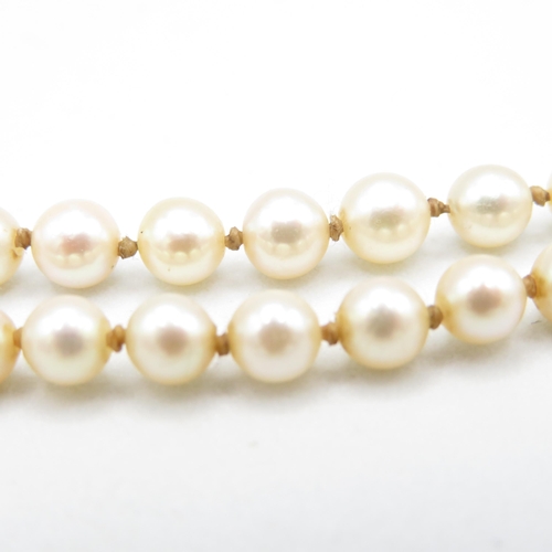 157 - 9ct gold vintage graduated pearl necklace (13.8g)