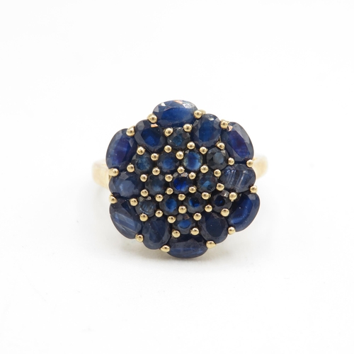 159 - 9ct gold parve set sapphire dress ring (4.5g) Size  O