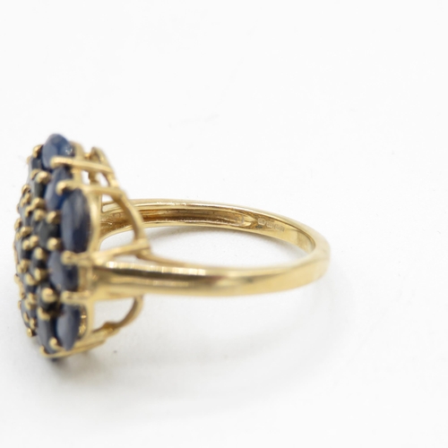 159 - 9ct gold parve set sapphire dress ring (4.5g) Size  O