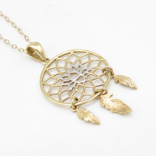 172 - 9ct gold dreamcatcher pendant necklace (1.5g)