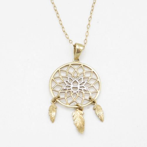 172 - 9ct gold dreamcatcher pendant necklace (1.5g)