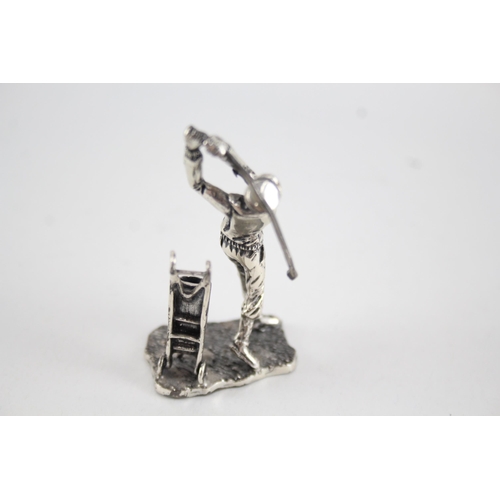 385 - Vintage Stamped .925 Sterling Silver Novelty Man Playing Golf Ornament 33g