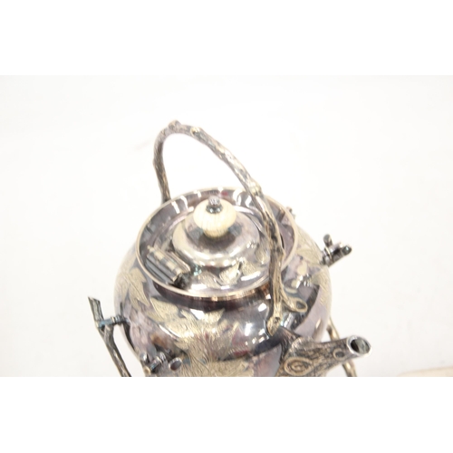 426 - C19th Silver Plated Spirit Kettle By Mappin Brothers With Foliate Decoration