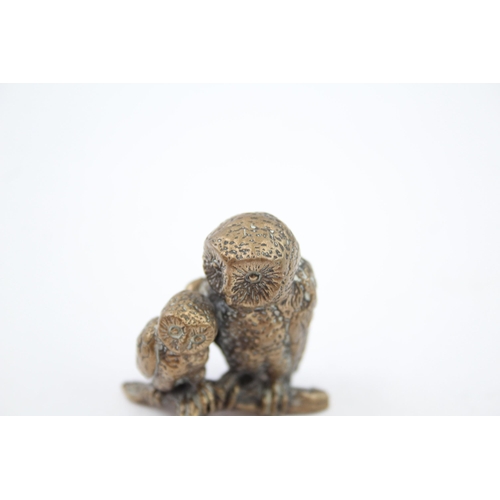 433 - Vintage Bronze Cast Ornament of Two Owls (85g)