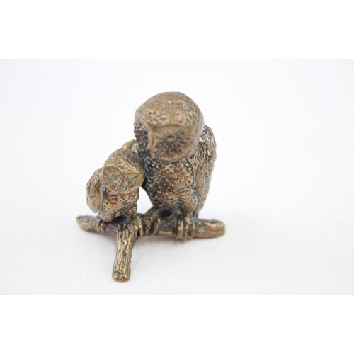 433 - Vintage Bronze Cast Ornament of Two Owls (85g)