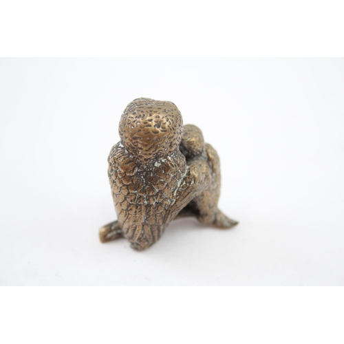 433 - Vintage Bronze Cast Ornament of Two Owls (85g)