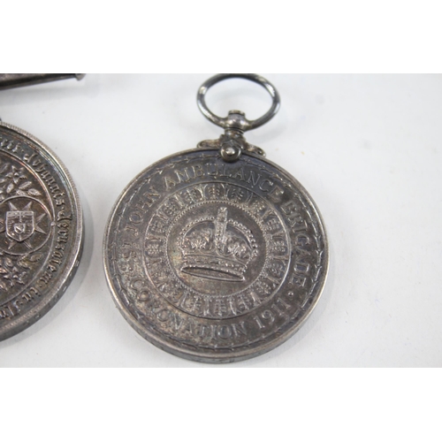 445 - 1911 Coronation St John Ambulance Medal Pair Named G.A. Burgess Long Service